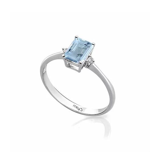 Gold ring with octagonal acquamarine and diamonds: MEY, ANMEY/1OTT