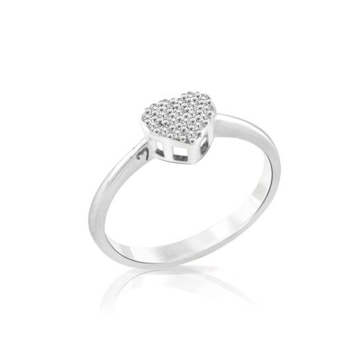 Gold ring heart-shaped with diamonds: MEY, ANMEY HRT-AW