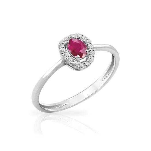 Gold ring with oval ruby and diamonds: MEY, ANMEY SBR-RB