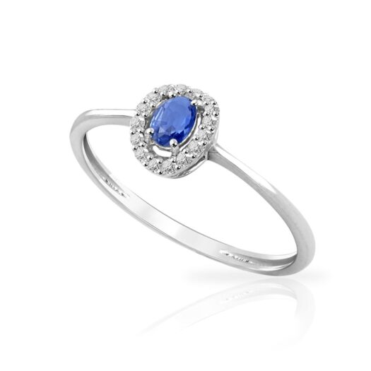 Gold ring with oval sapphire and diamonds: MEY, ANMEY SBR-SH