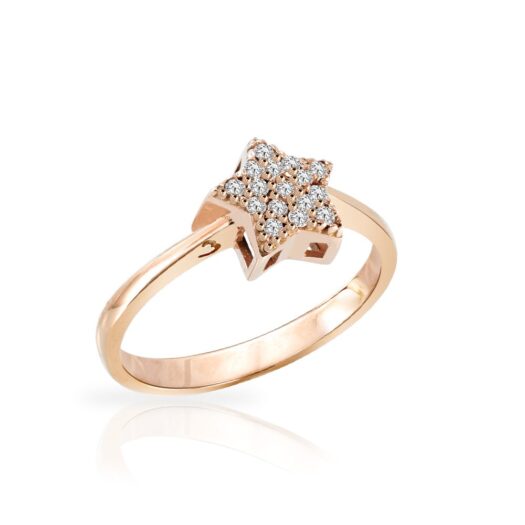 Gold ring star-shaped with diamonds: MEY, ANMEY STR-DR