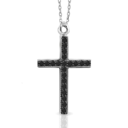 Gold necklace cross-shaped with black diamonds: MEY, CRMEY CLA-CK