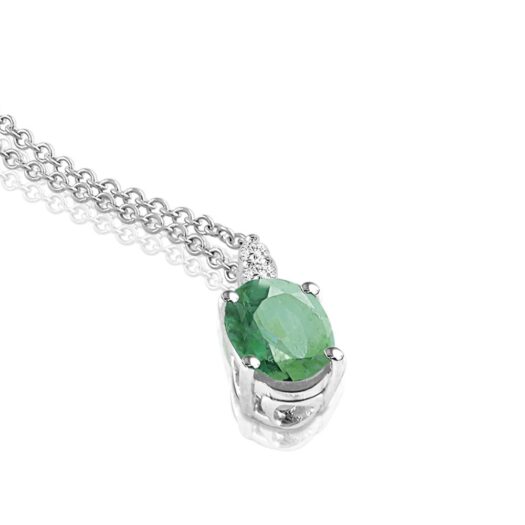 Gold necklace with oval emerald and diamonds: MEY, CDMEY CLA-S1