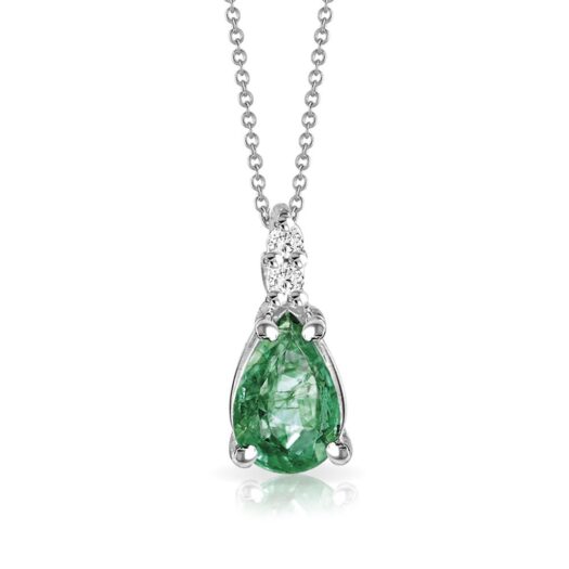 Gold necklace with drop cut emerald and diamonds: MEY, CDMEY CLA-S2