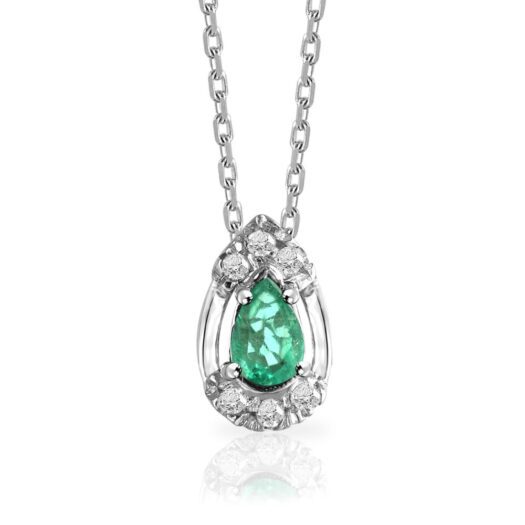 Gold necklace with drop emerald and diamonds: MEY, CDMEY GLA-EM