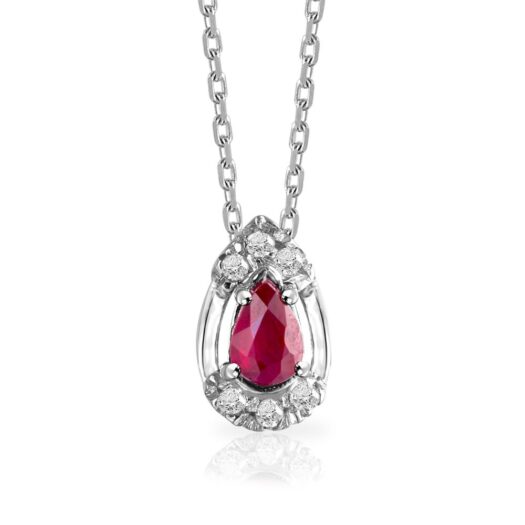 Gold necklace with drop ruby and diamonds: MEY, CDMEY GLA-RB