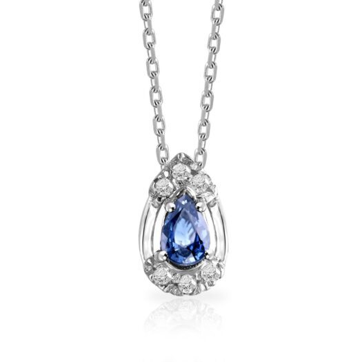 Gold necklace with drop sapphire and diamonds: MEY, CDMEY GLA-SH