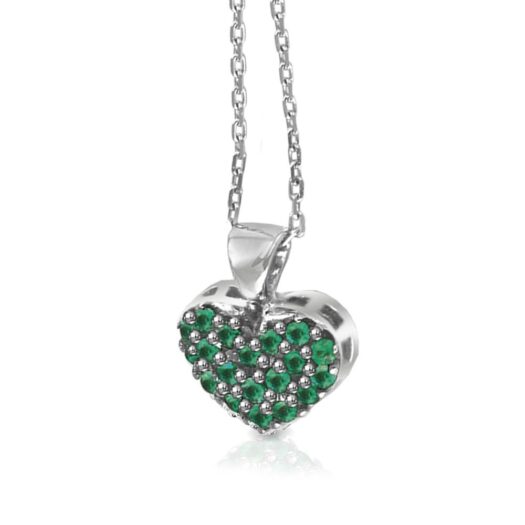 Gold necklace heart-shaped with emeralds: MEY, CDMEY HRT-EM