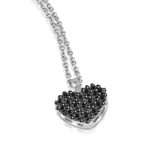 Gold necklace heart-shaped with black diamonds: MEY, CDMEY HRT-DK1