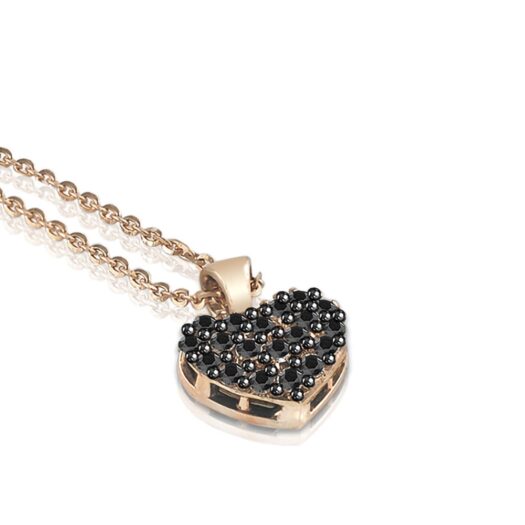 Gold necklace heart-shaped with black diamonds: MEY, CDMEY HRT-DK2