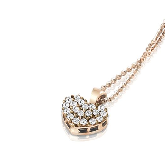 Gold necklace heart-shaped with white diamonds: MEY, CDMEY HRT-DR