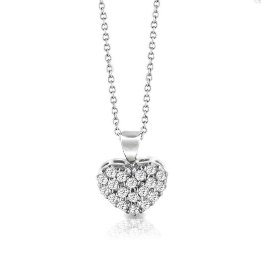 Gold necklace heart-shaped with white diamonds: MEY, CDMEY HRT-DW