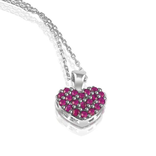 Gold necklace heart-shaped with rubies: MEY, CDMEY HRT-RB