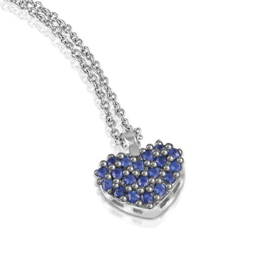 Gold necklace heart-shaped with sapphires: MEY, CDMEY HRT-SH