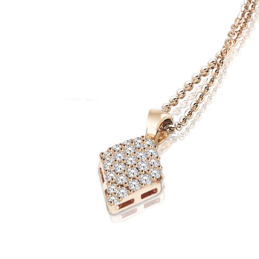 Gold necklace rhombus-shaped with diamonds: MEY, CDMEY RMB-DR