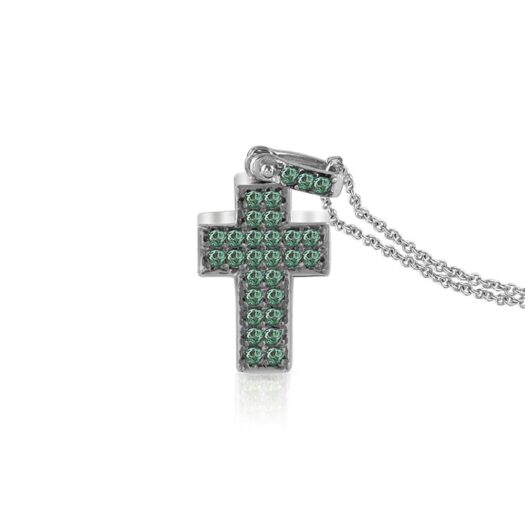 Gold necklace cross-shaped with emeralds: CDMEY SCT-EM