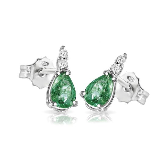 Gold earrings with drop emeralds and diamonds: MEY, ORMEY CLA-S2