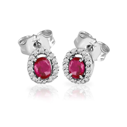 Gold earrings with oval rubies and diamonds: MEY, ORMEY SBR-RB