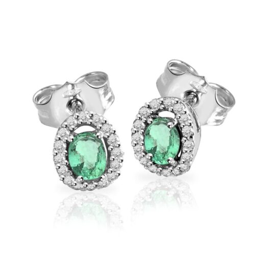 Gold earrings with oval emerald and diamonds: MEY, ORMEY SBR-EM