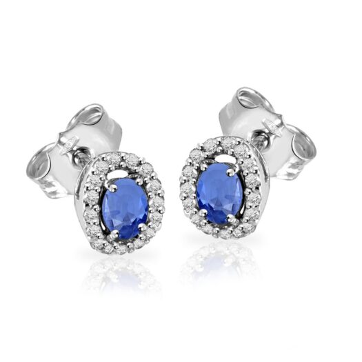 Gold earrings with oval sapphire and diamonds: MEY, ORMEY SBR-SH